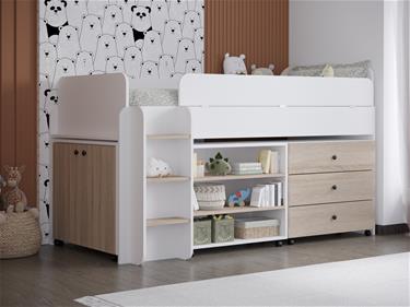 Delphin 5-in-1 rumsset - Säng, byrå, garderob, skrivbord och bokhylla