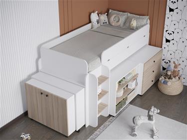 Delphin 5-in-1 rumsset - Säng, byrå, garderob, skrivbord och bokhylla-2