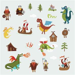 Drakar och vikingar wallstickers-3