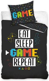 Eat, Sleep, Game, Repeat Gamer Påslakanset - 100 procent bomull