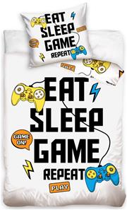 Eat, Sleep, Game, Repeat Gamer Påslakanset - 100 procent bomull