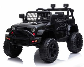 EL Black SUV till barn 12V m. 2.4G + Gummidäck + Lädersäte 