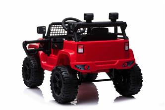 EL Red SUV till barn 12V m. 2.4G + Gummidäck + Lädersäte -10