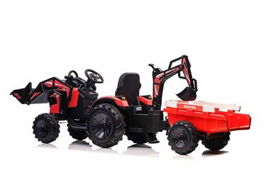 EL traktor  med frontskopa + grävmaskin + släpvagn för barn 21,6V-8