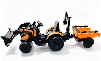 EL traktor  med frontskopa + grävmaskin + släpvagn för barn 21,6V-2