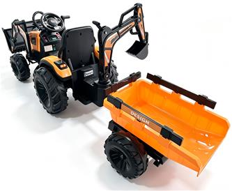 EL traktor  med frontskopa + grävmaskin + släpvagn för barn 21,6V-4