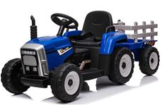 EL Traktor med trailer Blå 12V m/2.4G, konstlädersäte, Gummihjul
