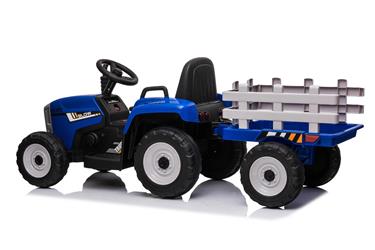 EL Traktor med trailer Blå 12V m/2.4G, konstlädersäte, Gummihjul-6