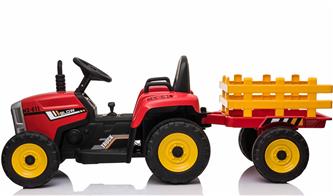 EL Traktor med trailer Röd 12V m/2.4G, lädersäte, Gummihjul-2