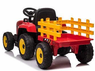 EL Traktor med trailer Röd 12V m/2.4G, konstlädersäte, Gummihjul-4