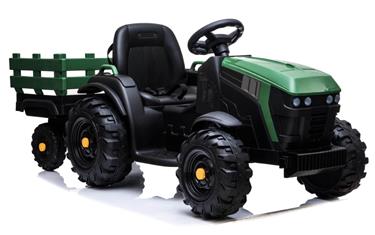 EL Traktor med trailer till Barn 12V m/2.4G, Lädersäte, Gummihjul-7