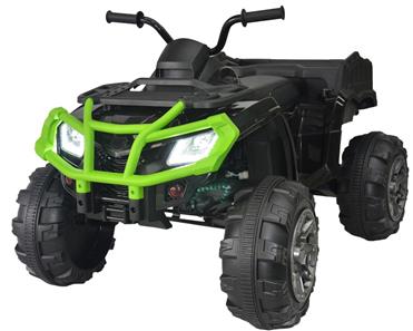 Elektrisk ATV XL för barn 24V med gummidäck, Svart/Grön