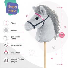 Hobby Horse käpphäst – grå med glittrande grimma – 70 cm-2