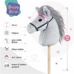Hobby Horse käpphäst – grå med glittrande grimma – 70 cm-2