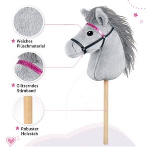 Hobby Horse käpphäst – grå med glittrande grimma – 70 cm-3