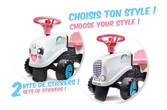 Falk Gå-Traktor + Trailer 2i1 design, 1-3 år, Vit-2