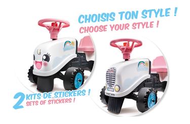 Falk Gå-Traktor + Trailer 2i1 design, 1-3 år, Vit-2