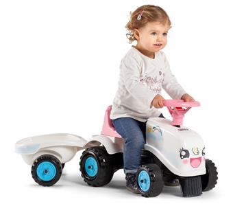Falk Gå-Traktor + Trailer 2i1 design, 1-3 år, Vit-3