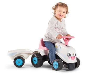 Falk Gå-Traktor + Trailer 2i1 design, 1-3 år, Vit-4