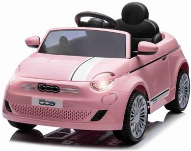  Fiat 500e elbil till barn 12v m/Gummidäck, 2.4G Remote, lädersäte Pink