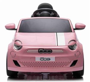  Fiat 500e elbil till barn 12v m/Gummidäck, 2.4G Remote, lädersäte Pink-2