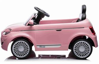  Fiat 500e elbil till barn 12v m/Gummidäck, 2.4G Remote, lädersäte Pink-3