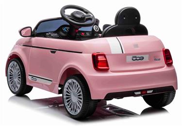  Fiat 500e elbil till barn 12v m/Gummidäck, 2.4G Remote, lädersäte Pink-4