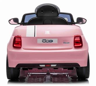  Fiat 500e elbil till barn 12v m/Gummidäck, 2.4G Remote, lädersäte Pink-5