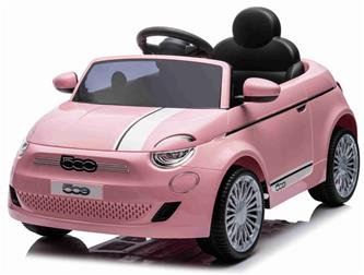 Fiat 500e elbil till barn 12v m/Gummidäck, 2.4G Remote, lädersäte Pink-6
