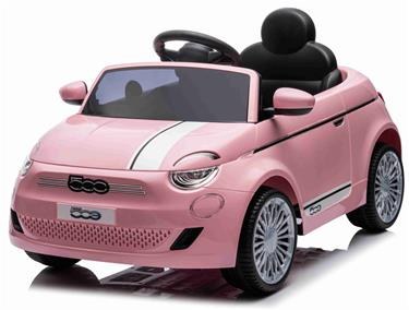  Fiat 500e elbil till barn 12v m/Gummidäck, 2.4G Remote, lädersäte Pink-6