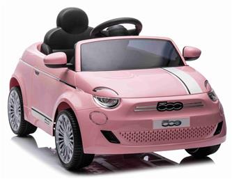  Fiat 500e elbil till barn 12v m/Gummidäck, 2.4G Remote, lädersäte Pink-7