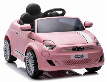 Fiat 500e elbil till barn 12v m/Gummidäck, 2.4G Remote, lädersäte Pink-7