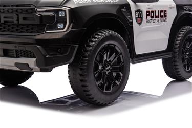 Ford Ranger Raptor Polis Elbil 10,8V med gummihjul och lädersäte-10