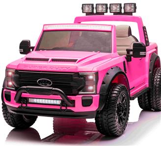 Ford Super Duty Truck m/Lithium  + 4xMotor + Gummihjul + Skumsäte Rosa