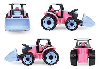 GIGA TRUCKS Traktor med frontlastare – rosa – 62 cm-3