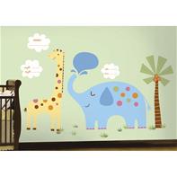 Giraff och elefant Wallstickers
