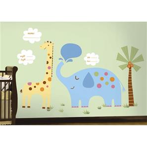 Giraff och elefant Wallstickers