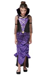 Gothic Vampyr Lila Mantel/klänning Halloween utklädning till barn-2