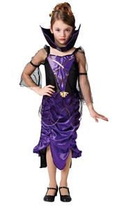 Gothic Vampyr Lila Mantel/klänning Halloween utklädning till barn-4