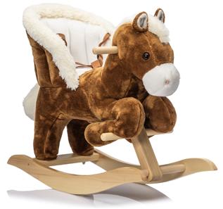 Gunghäst  i mjuk plysch med ljud och sele (från 18 MDR), Brun-6