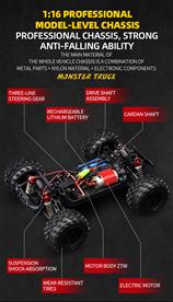 Guokai 1:16 4WD MonsterTruck Radiostyrd  Off-Road  2,4Ghz 35 km/h, Blå-5