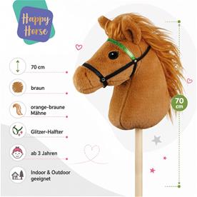 Hobby Horse käpphäst – rödbrun med glittrande grimma – 70 cm-2