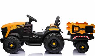 JCB EL Traktor med trailer till Barn 12V m/2.4G, Lädersäte, Gummihjul-2