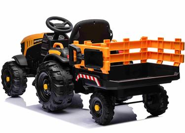 JCB EL Traktor med trailer till Barn 12V m/2.4G, Lädersäte, Gummihjul-3