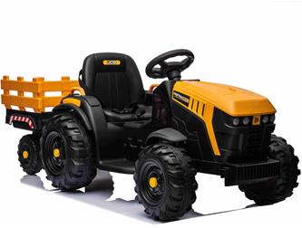 JCB EL Traktor med trailer till Barn 12V m/2.4G, Lädersäte, Gummihjul-4