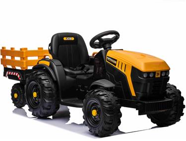 JCB EL Traktor med trailer till Barn 12V m/2.4G, Lädersäte, Gummihjul-4
