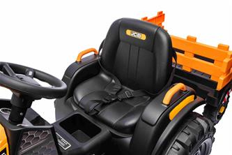 JCB EL Traktor med trailer till Barn 12V m/2.4G, Lädersäte, Gummihjul-7
