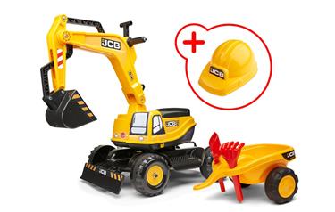 JCB  Grävmaskin Excavator m. trailer och hjälm-4