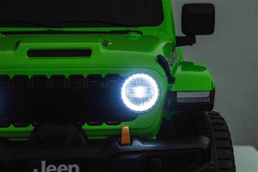 Jeep Wrangler Rubicon Elbil för barn 21,6V med lädersäte, gummihjul Grön-10