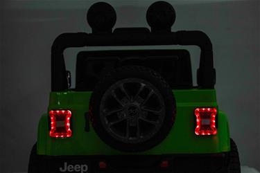 Jeep Wrangler Rubicon Elbil för barn 21,6V med lädersäte, gummihjul Grön-12